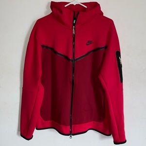 Mens Red Nike Tech Fleece Sweater Hoodie